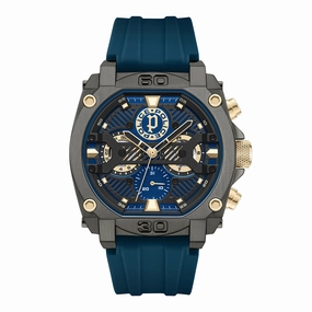 Police Norwood Gents Blue Dial IP Gun Case Blue Silicone Starp Watch