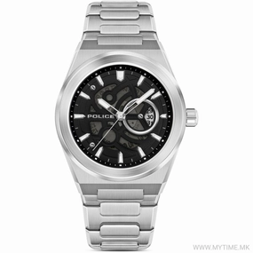 Police Ofset Gents Silver-Tone Watch with Translucent Black Dial