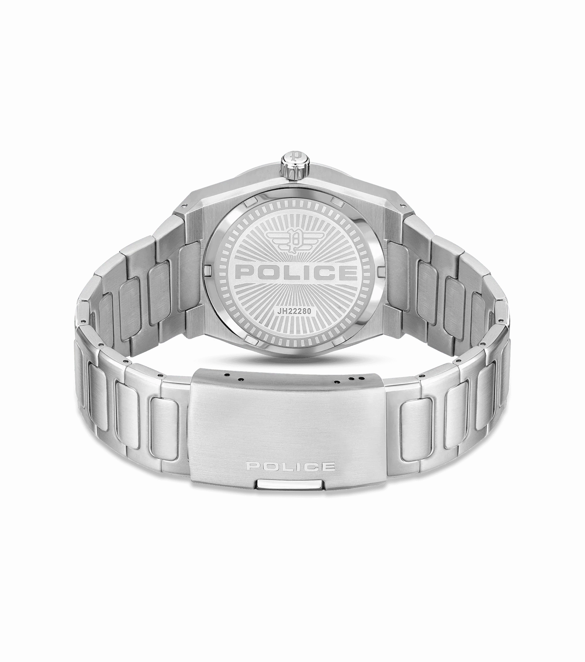 Police Ofset Gents Silver-Tone Watch with Translucent Black Dial