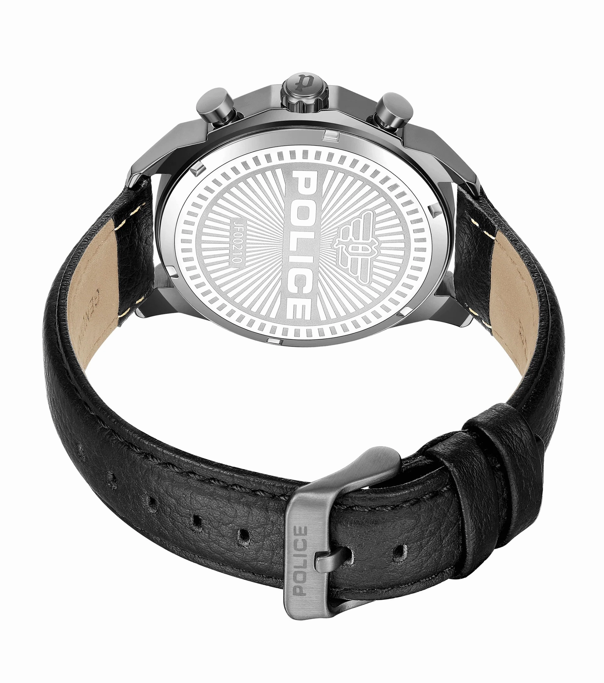 Police Rangy Gents Black Dial Black Leather Strap Watch
