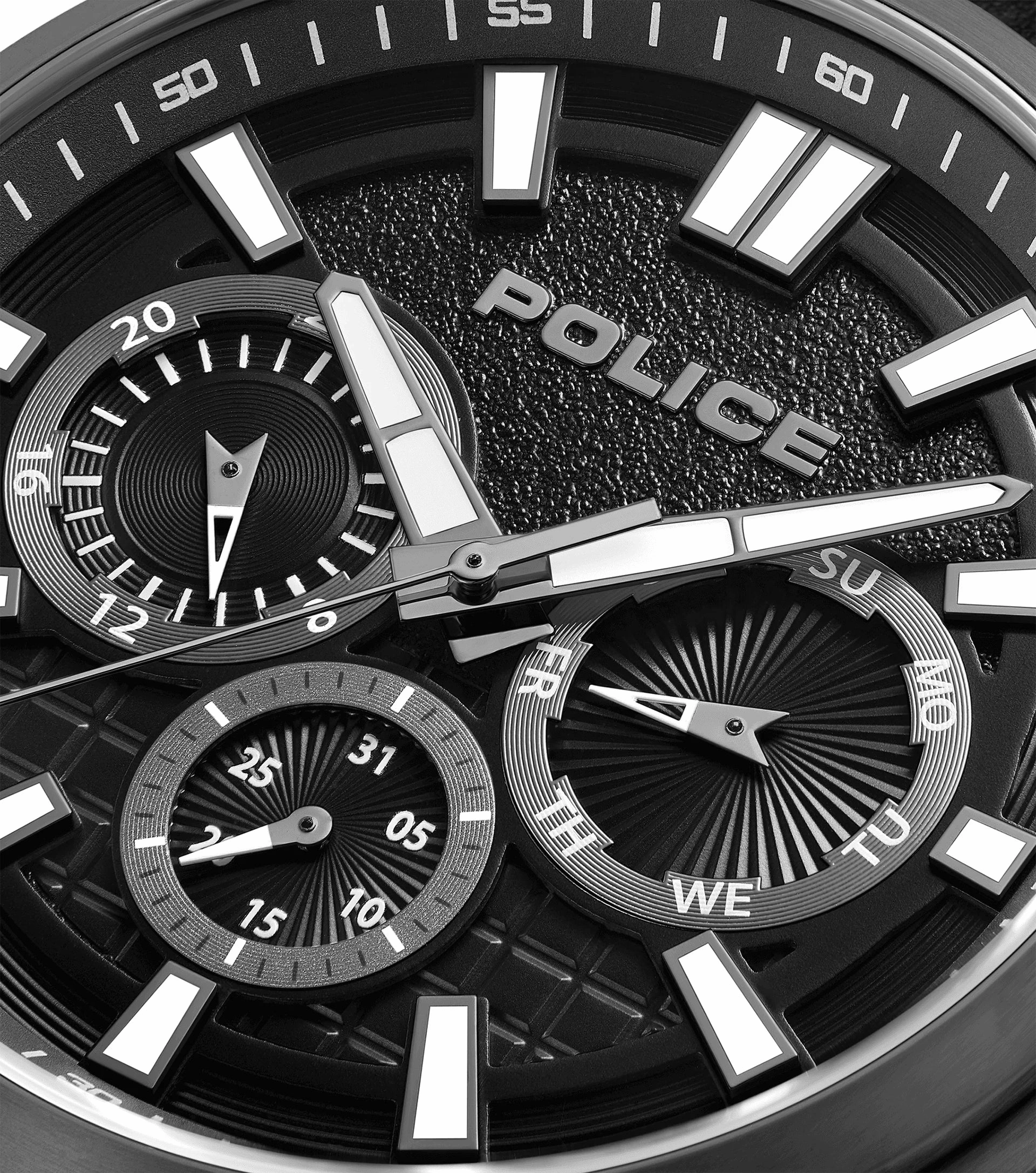 Police Rangy Gents Black Dial Black Leather Strap Watch