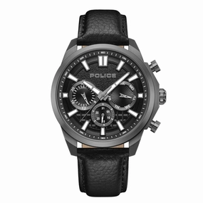 Police Rangy Gents Black Dial Black Leather Strap Watch