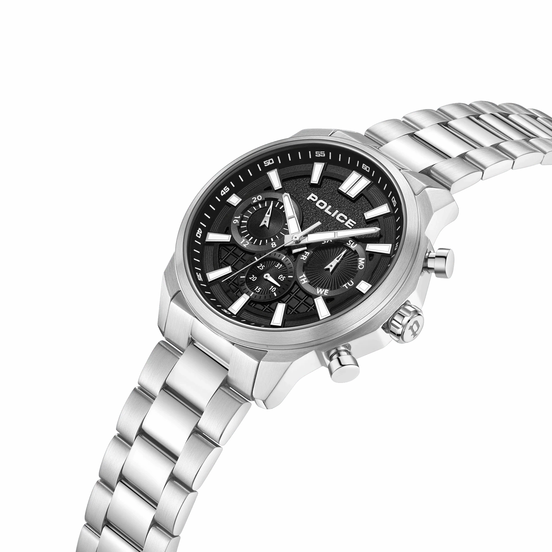 Police Rangy Gents Black Dial Stainless Steel Watch