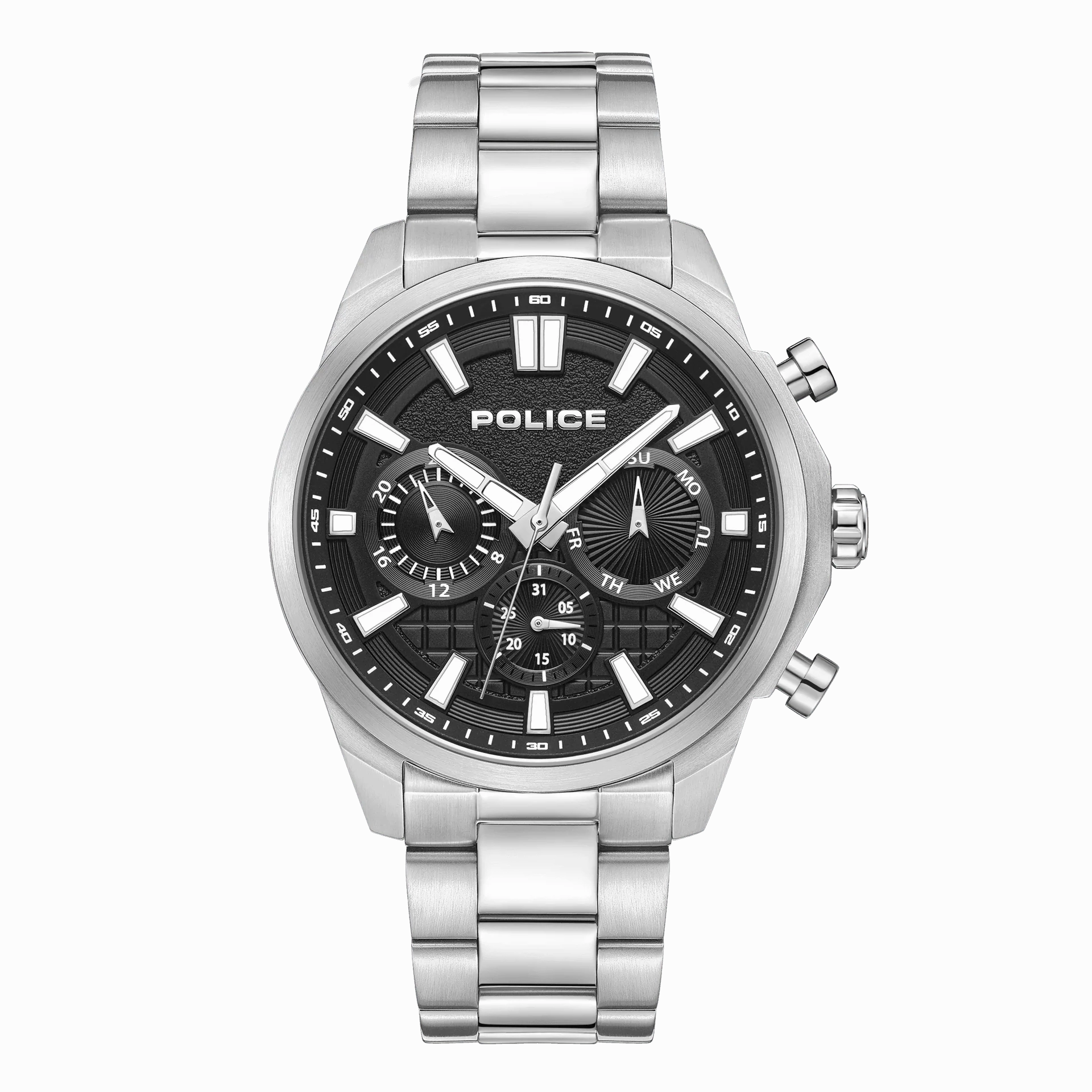 Police Rangy Gents Black Dial Stainless Steel Watch