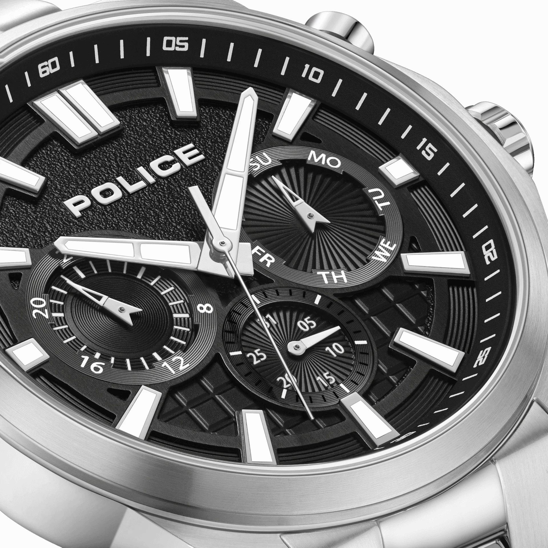 Police Rangy Gents Black Dial Stainless Steel Watch