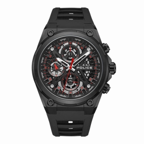 Police Sonic Gents Black Dial Black Silicone Strap Watch