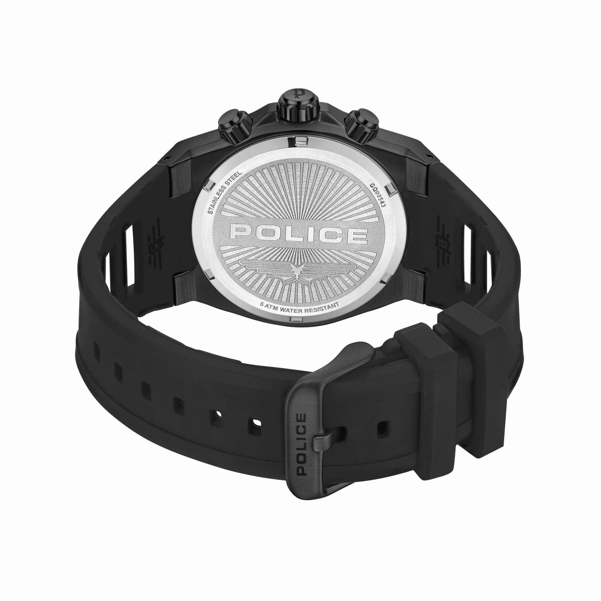 Police Sonic Gents Black Dial Black Silicone Strap Watch