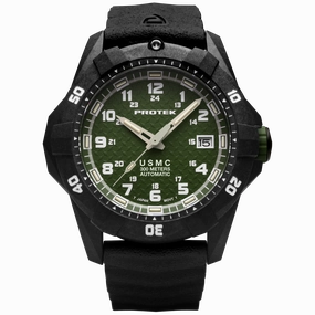 ProTek Men's Watch - USMC Series Automatic Green Dial Genuine Rubber Strap | 1215