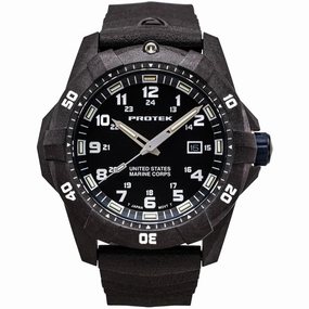ProTek Men's Watch - USMC Series Quartz Black and Blue Dial Rubber Strap Dive | 1013