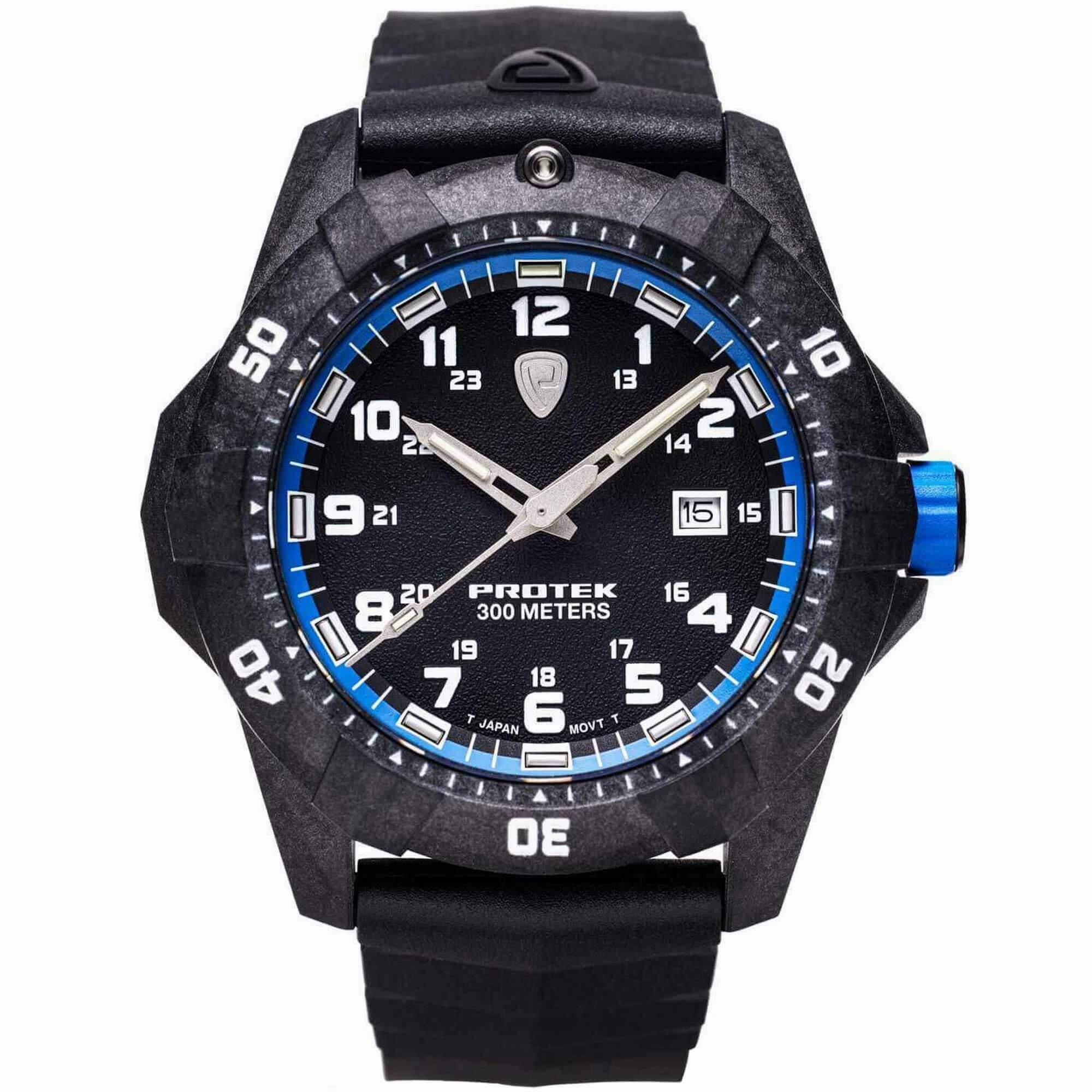 Protek Unisex Quartz Watch - Dive Series Blue and Black Dial Rubber Strap | 1003