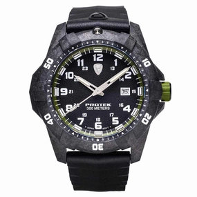 Protek Unisex Quartz Watch - Dive Series Green and Black Dial Rubber Strap | 1005