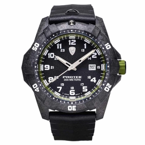 Protek Unisex Quartz Watch - Dive Series Green and Black Dial Rubber Strap | 1005