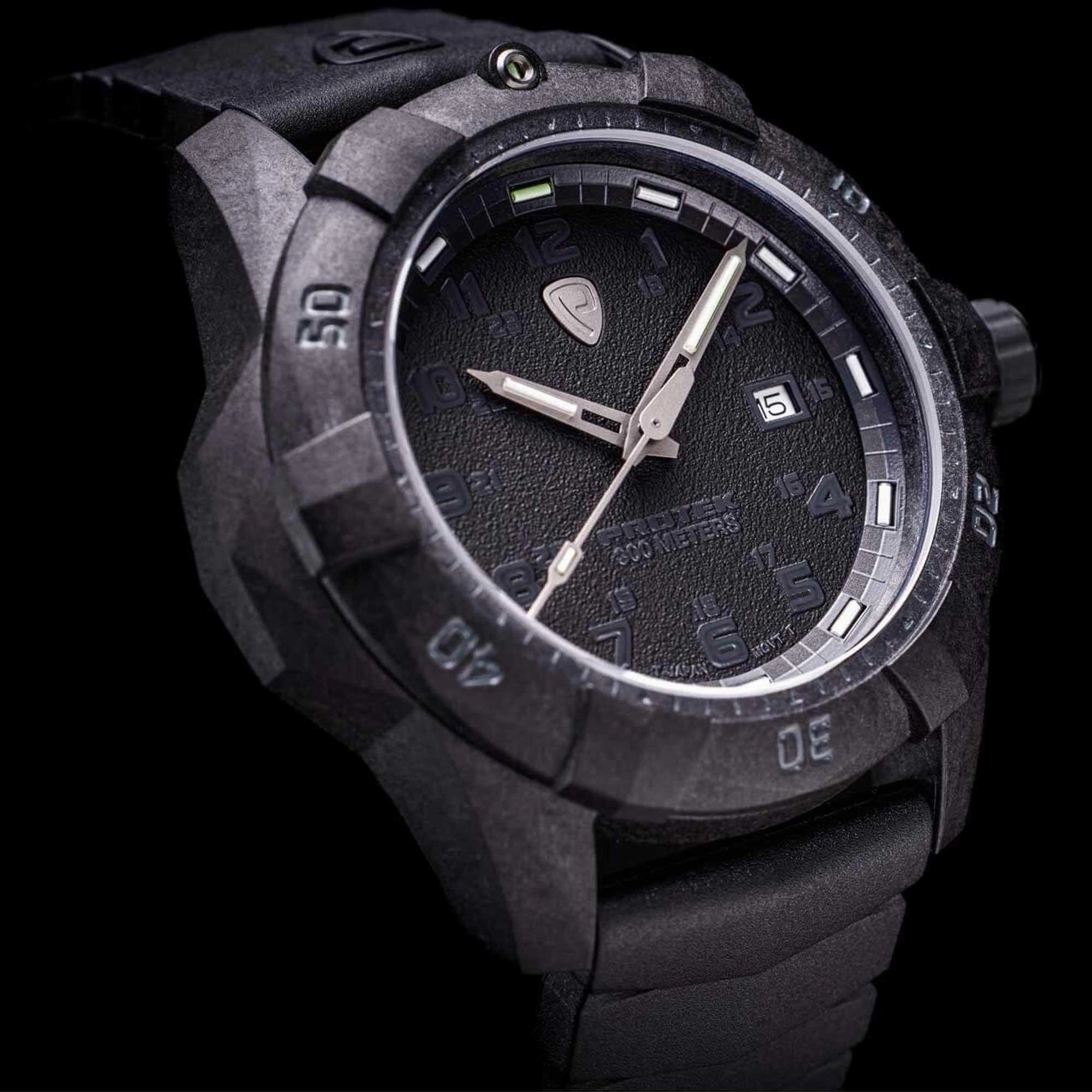 Protek Unisex Quartz Watch - Dive Series Rotating Bezel Black Dial Rubber Strap | 1001