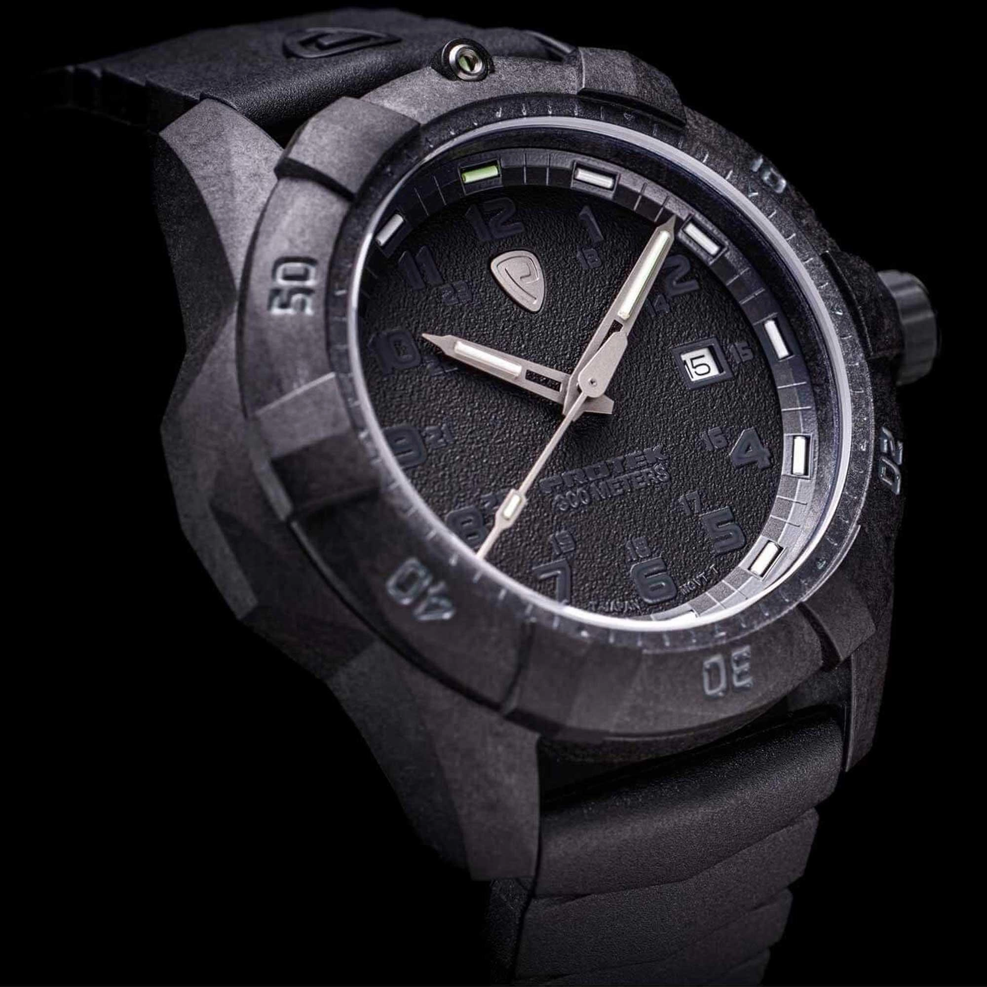 Protek Unisex Quartz Watch - Dive Series Rotating Bezel Black Dial Rubber Strap | 1001