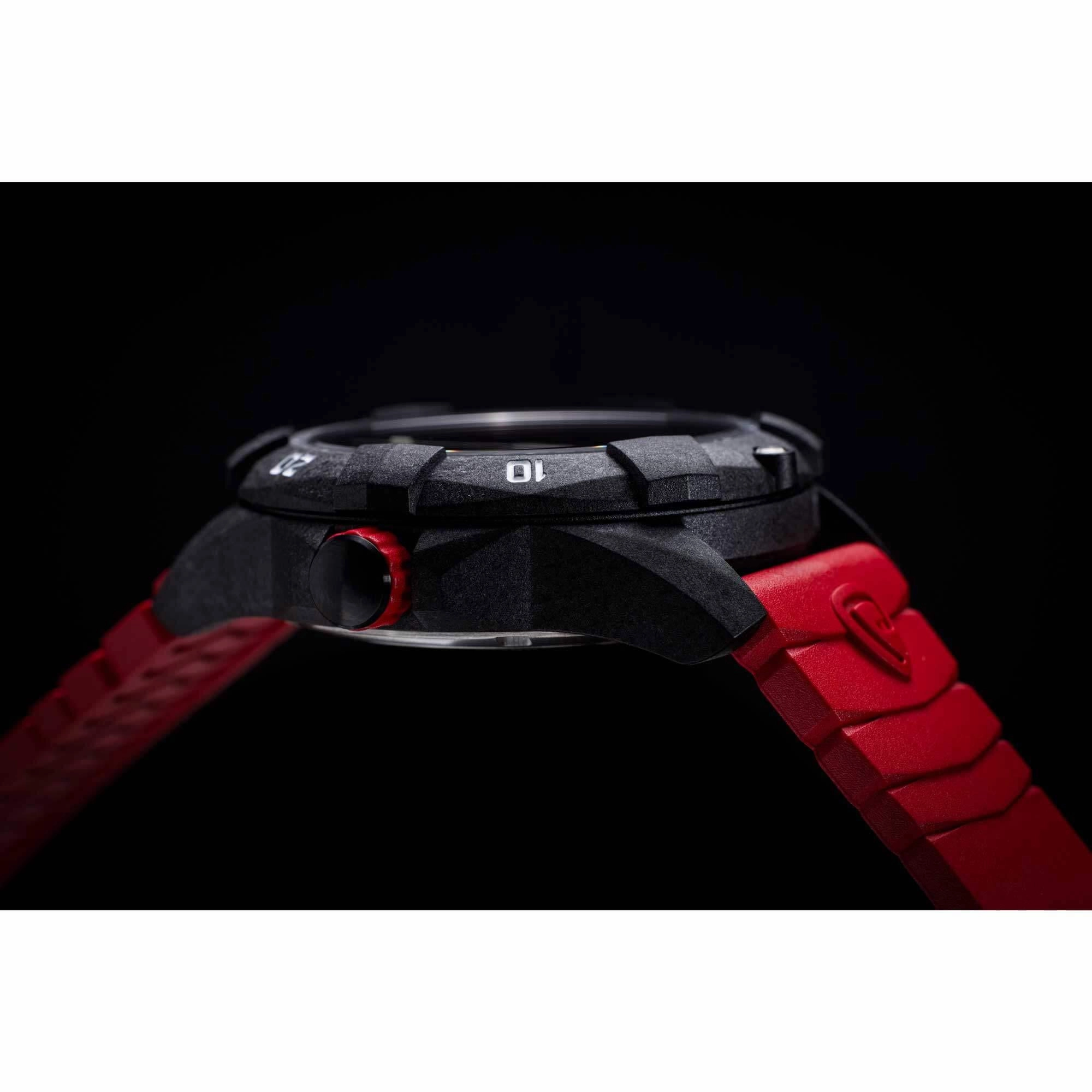 Protek Unisex Quartz Watch - Dive Series Rotating Bezel Red Rubber Strap | 1002R