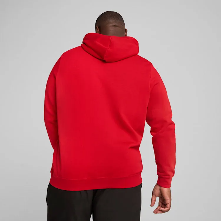 PUMA MEN'S ESSENTIALS LOGO FLEECE RED HOODIE