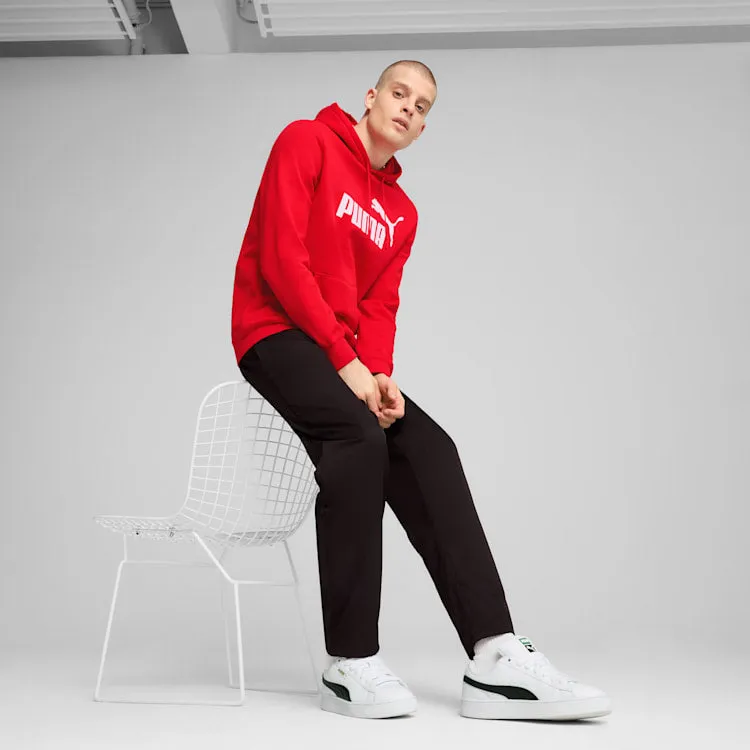 PUMA MEN'S ESSENTIALS LOGO FLEECE RED HOODIE