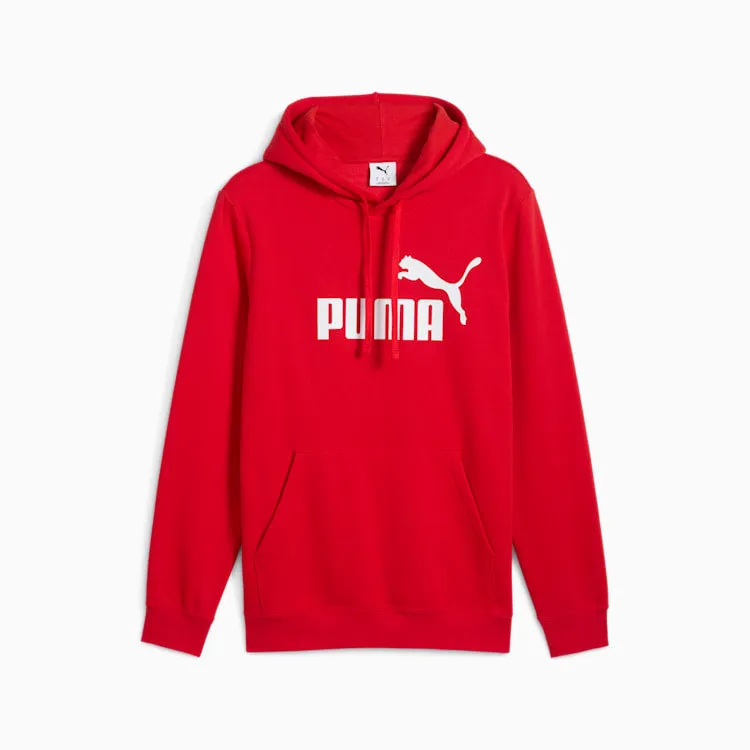 PUMA MEN'S ESSENTIALS LOGO FLEECE RED HOODIE