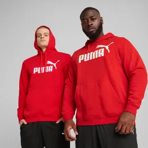 PUMA MEN'S ESSENTIALS LOGO FLEECE RED HOODIE