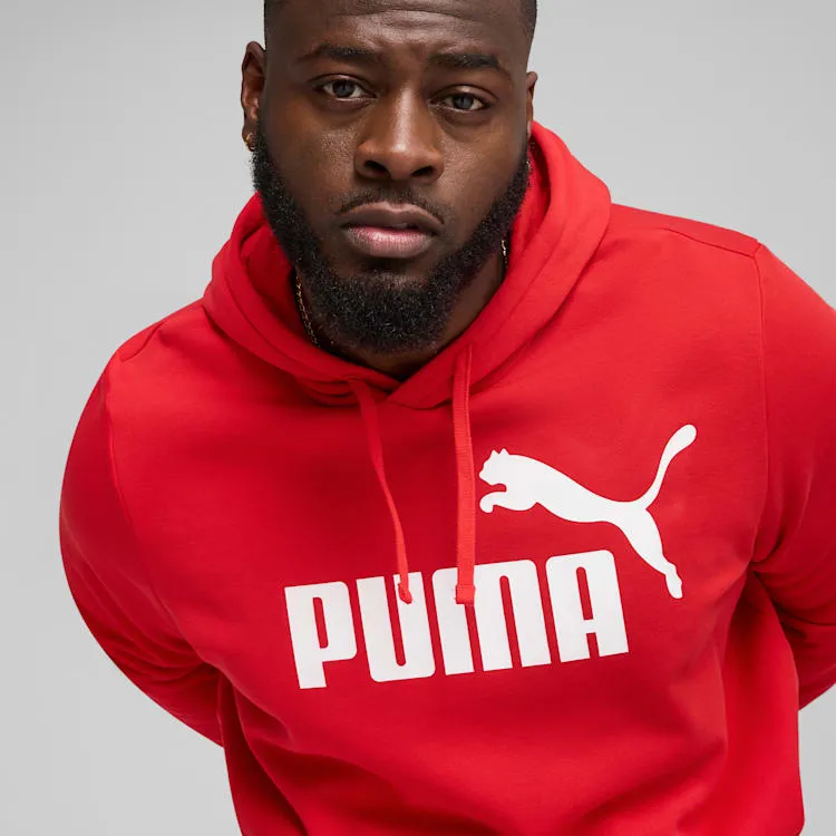 PUMA MEN'S ESSENTIALS LOGO FLEECE RED HOODIE