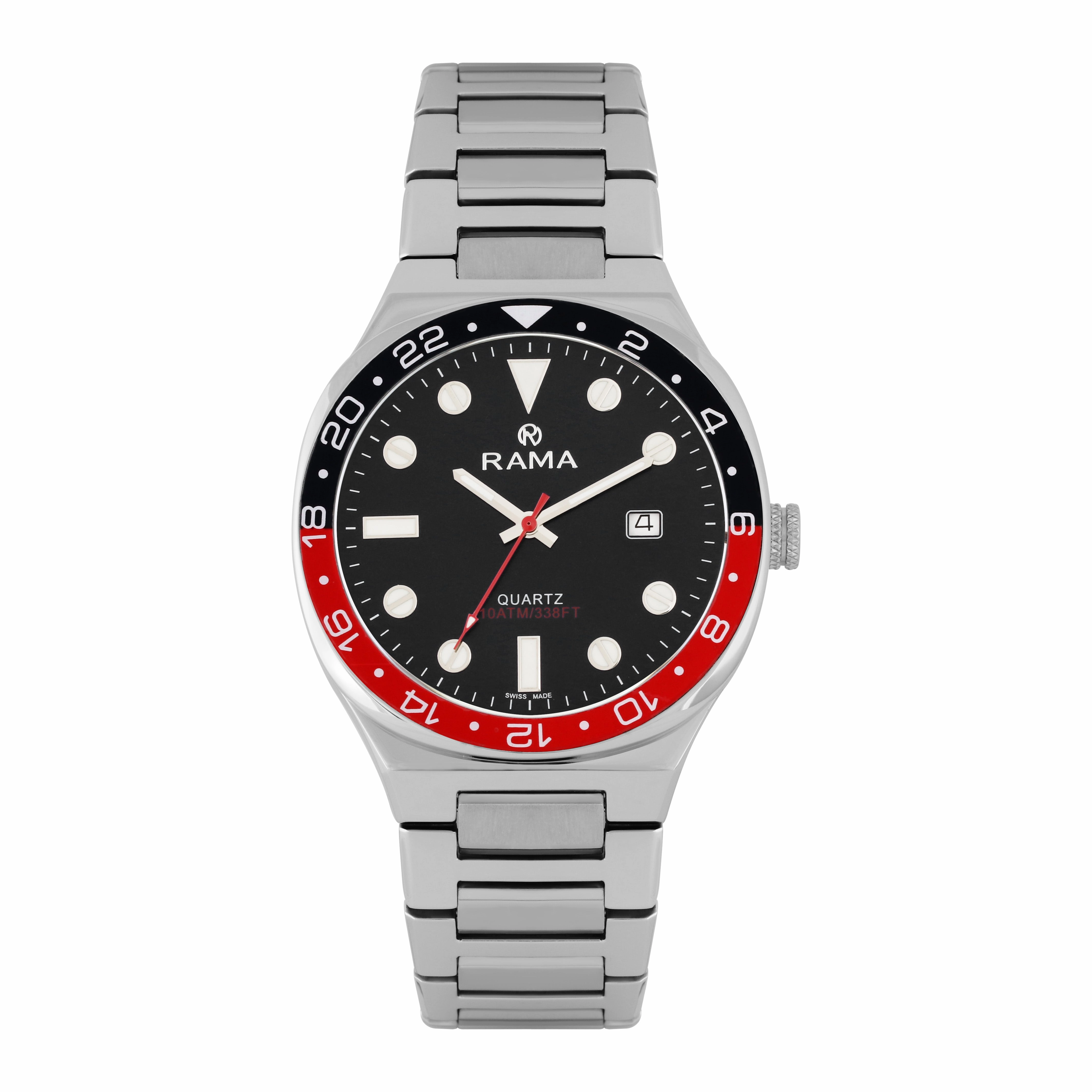 Rama Gents Black Dial Stainless Steel Quartz Watch