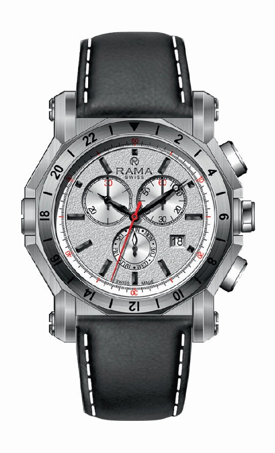 Rama Gents Chronograph Stainless Steel and Leather Quartz Watch