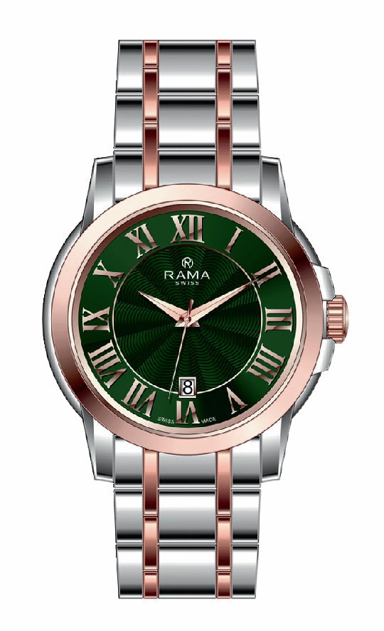 Rama Gents Green Dial Two-Tone Stainless Steel Quartz Watch