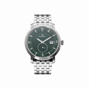Rama Men's Quartz Watch Full Stainless Steel Case & Bracelet With Green And Green Ring Dial