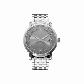 Rama Men's Quartz Watch Full Stainless Steel Case & Bracelet With Light Gray Sun Ray And Light Gray Ring Dial