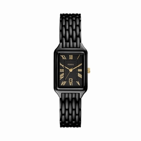 Raquel Three-Hand Date Black Stainless Steel Watch