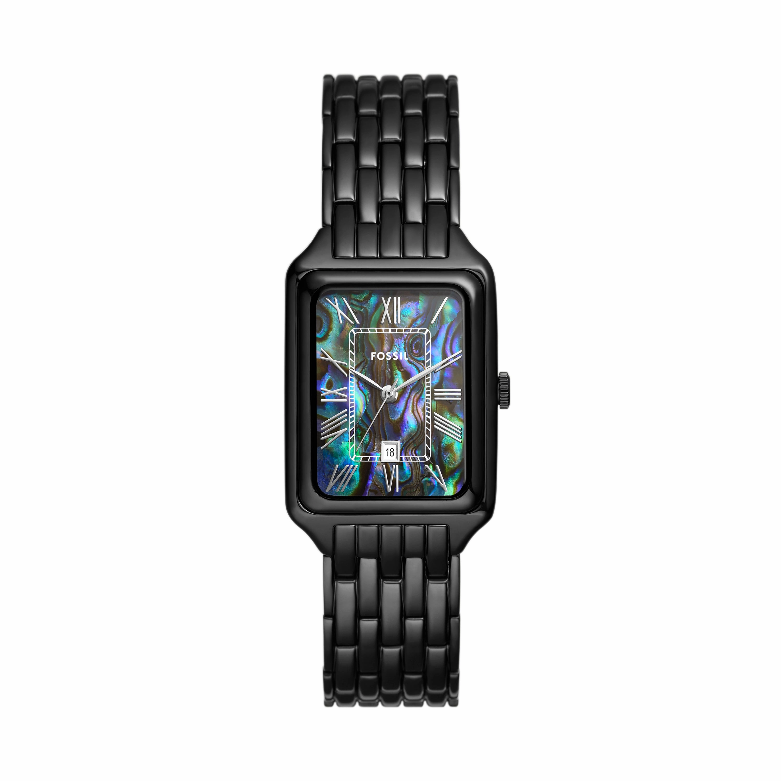 Raquel Three-Hand Date Black Stainless Steel Watch