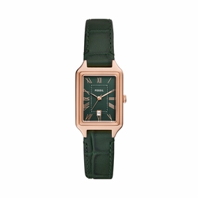 Raquel Three-Hand Date Green Croco LiteHide? Leather Watch