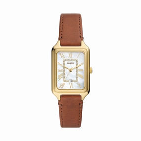 Raquel Three-Hand Date Medium Brown LiteHide? Leather Watch