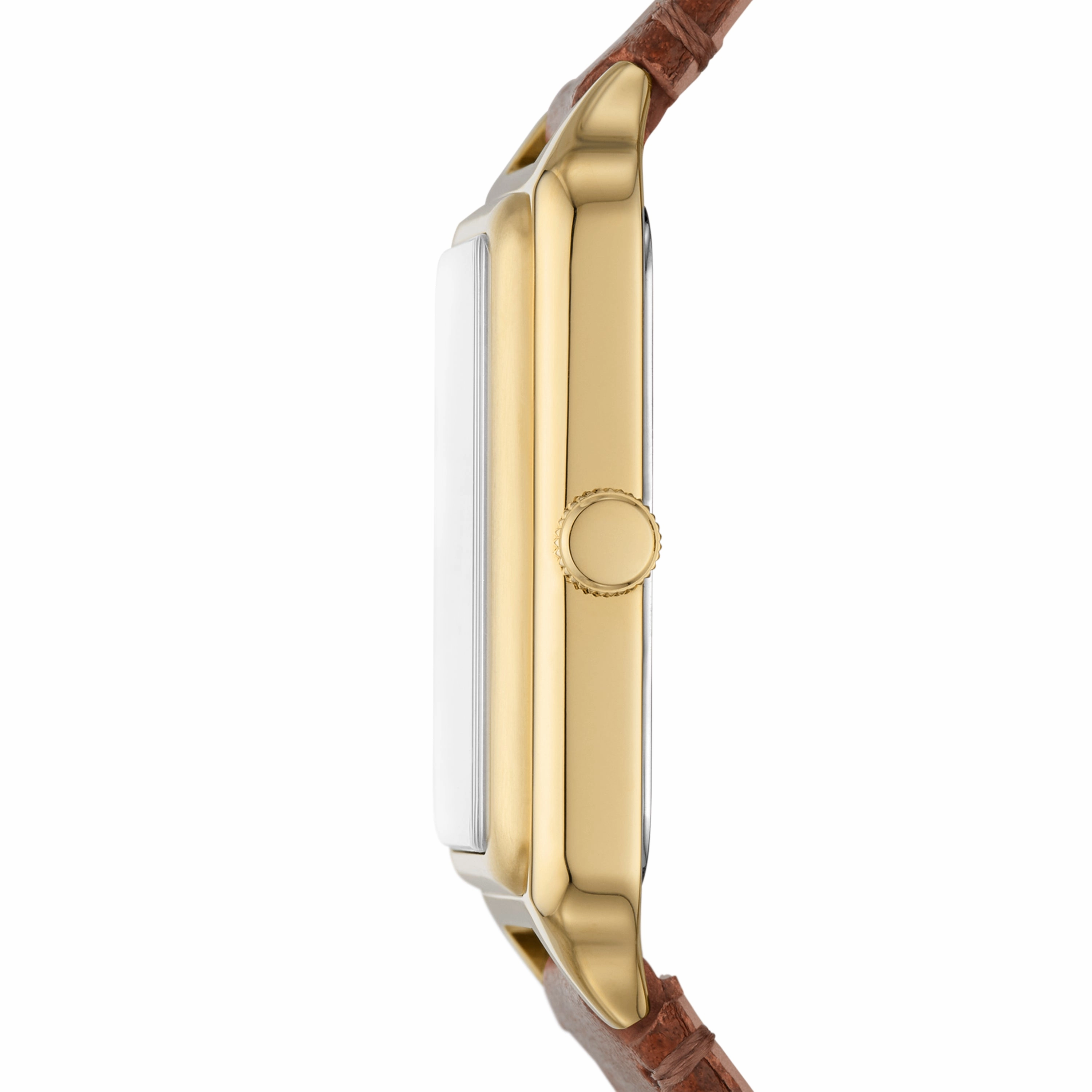 Raquel Three-Hand Date Medium Brown LiteHide? Leather Watch