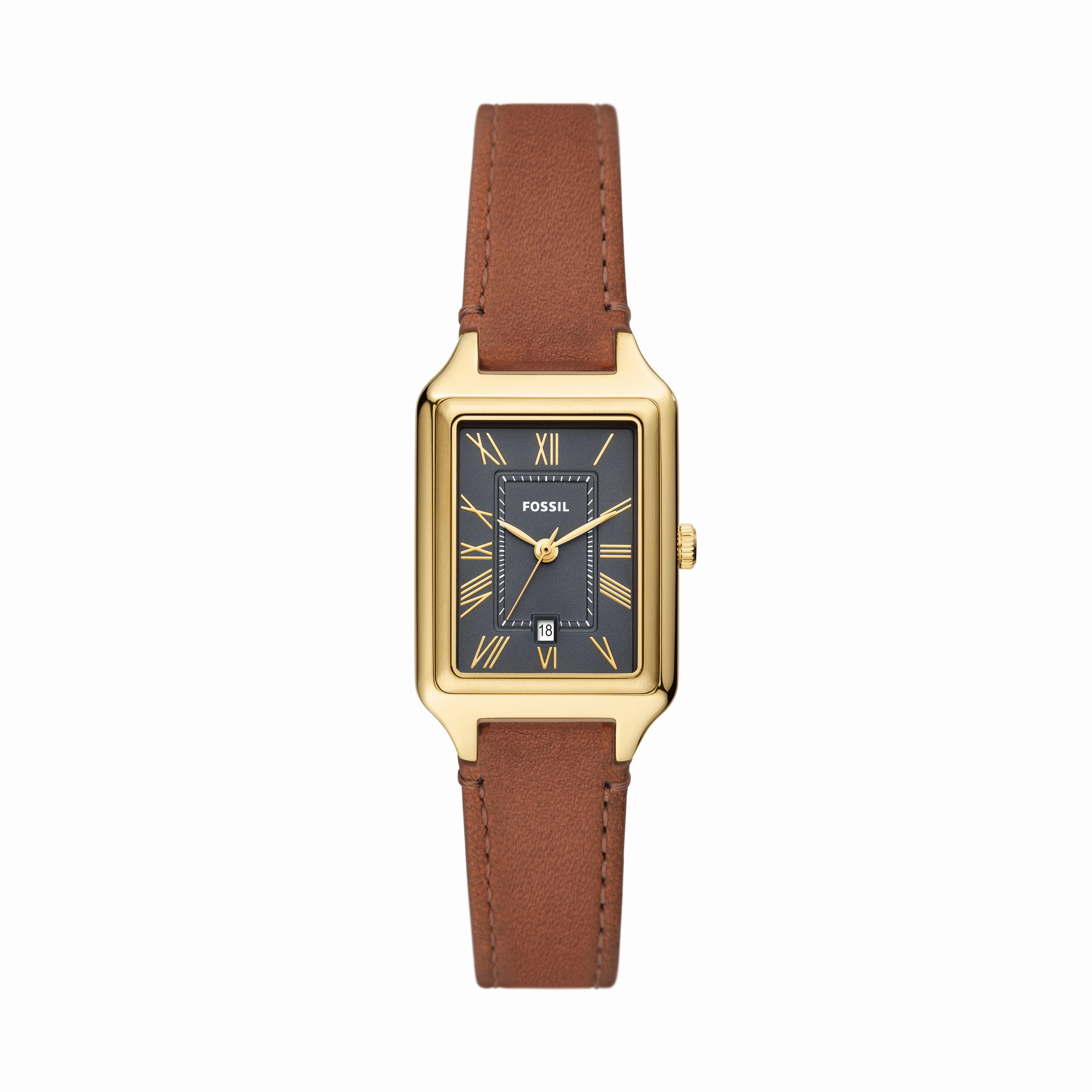 Raquel Three-Hand Date Medium Brown LiteHide? Leather Watch