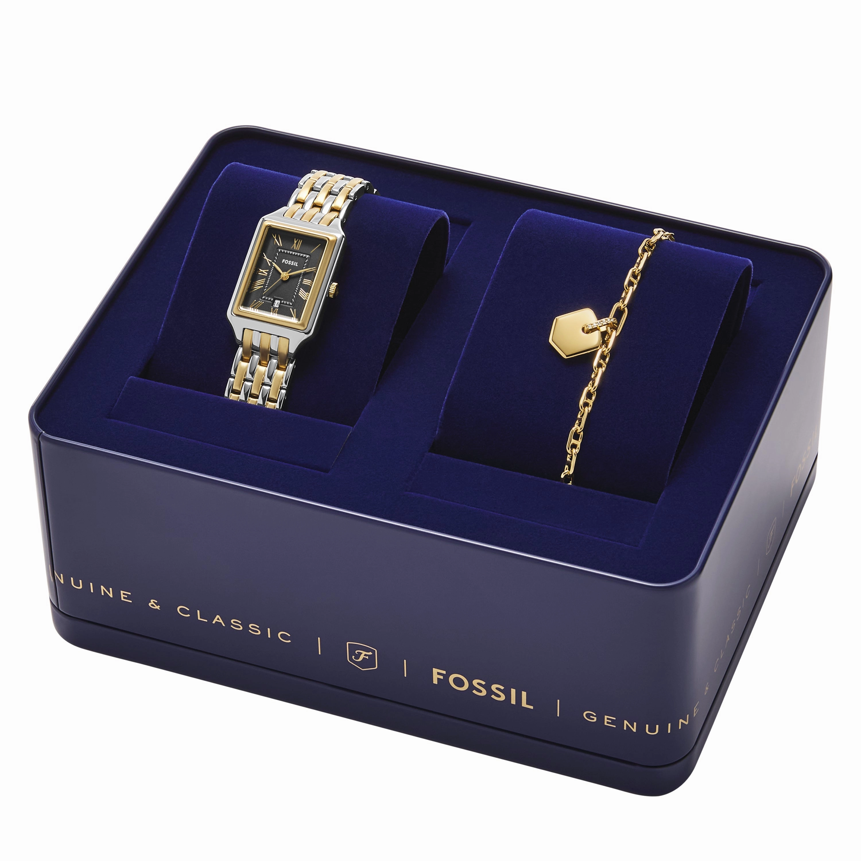 Raquel Three-Hand Date Two-Tone Stainless Steel Watch and Bracelet Set