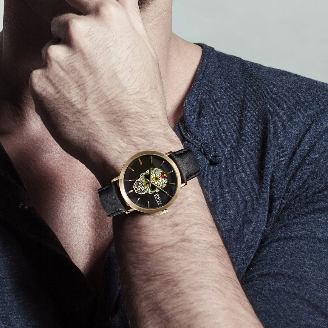 Rebel Skull Men's Gold Watch