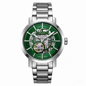 Rotary Greenwich Automatic Green Skeleton Dial Mens Watch GB05350/24