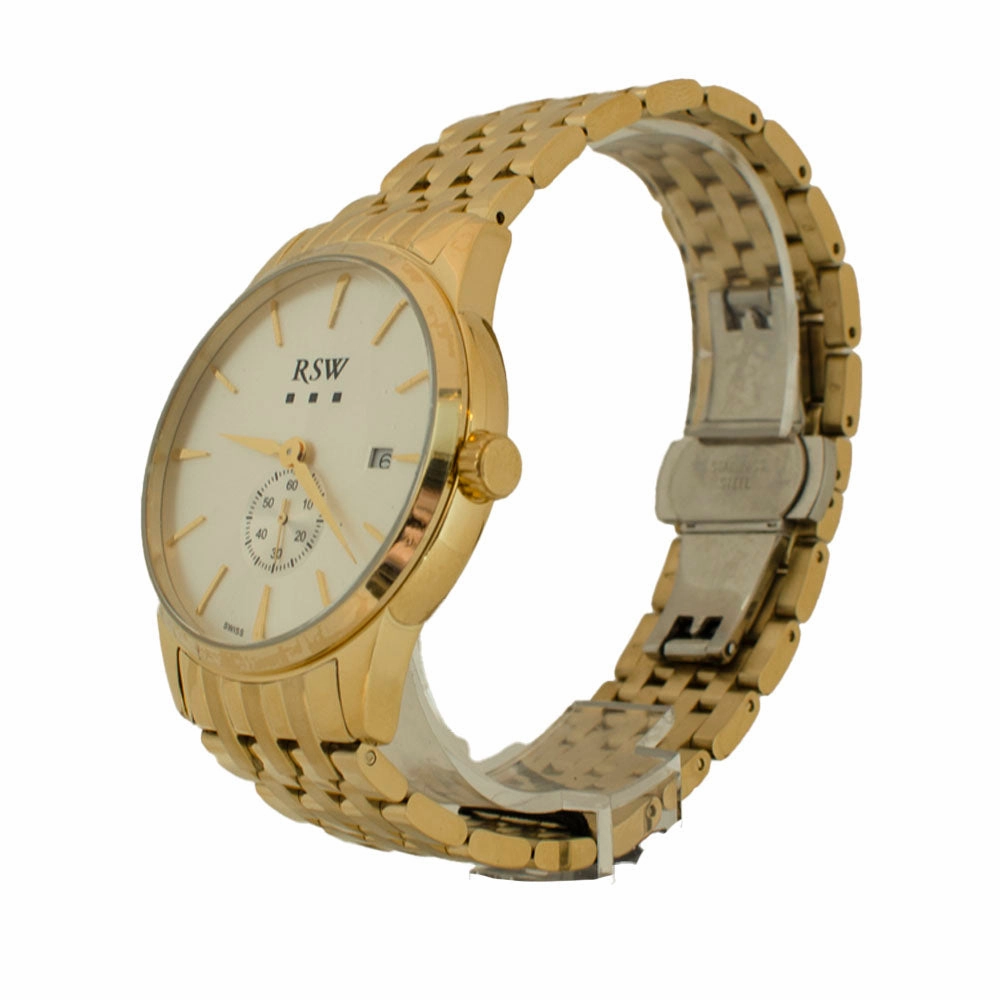 Rsw Men's Stainless Steel Watch With Ip Gold Metal Bracelet