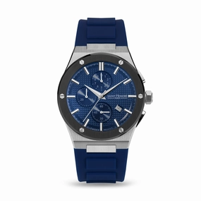 Saint Honore Haussman Gents Blue Dial Stainless Steel Silver Black Case Blue Silicon Starp Watch