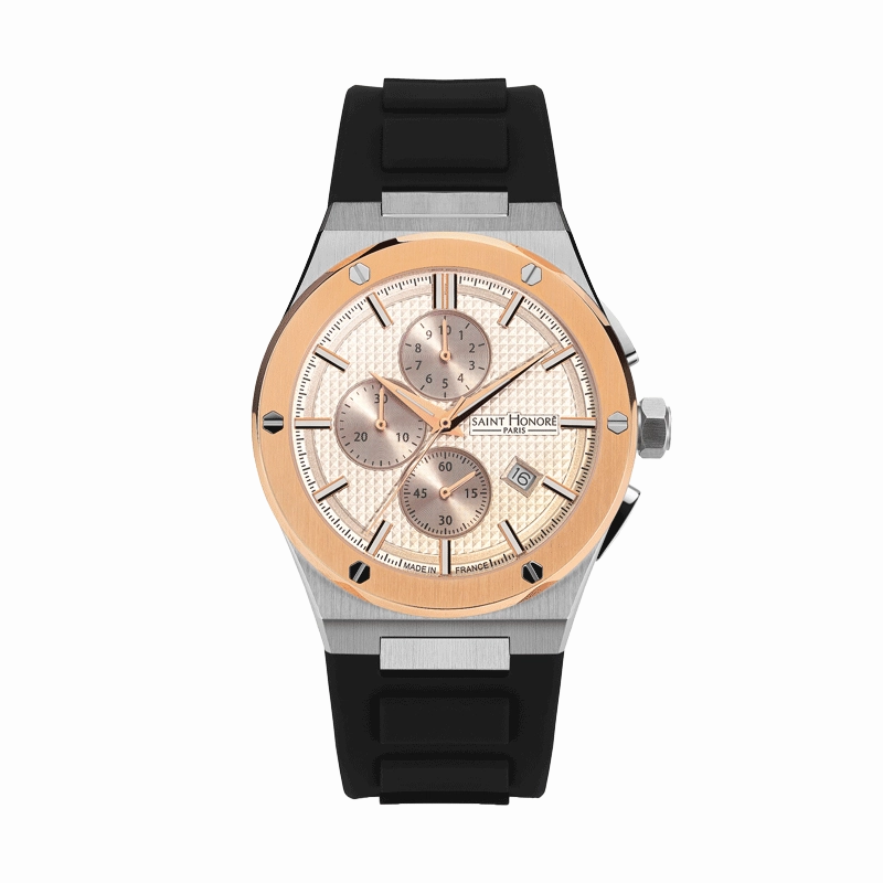 Saint Honore Haussman  Men's White Dial Blacl Black Silicon Strap Watch