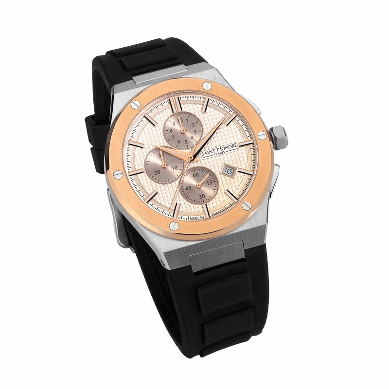Saint Honore Haussman  Men's White Dial Blacl Black Silicon Strap Watch