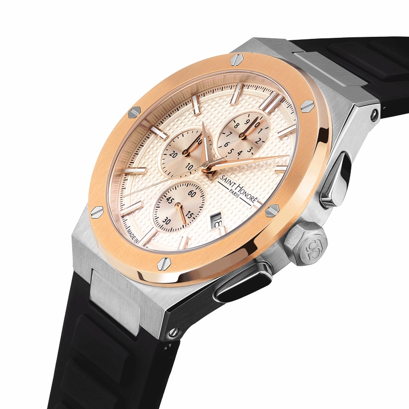 Saint Honore Haussman  Men's White Dial Blacl Black Silicon Strap Watch
