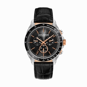 Saint Honore Le Bourget Men's Black Dial Black Leather Strap Watch