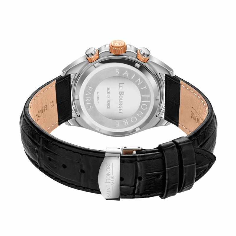 Saint Honore Le Bourget Men's Black Dial Black Leather Strap Watch