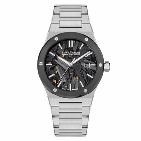 Saint Honore New Haussmann Gents Black Dial Stainless Steel Bracelet Watch