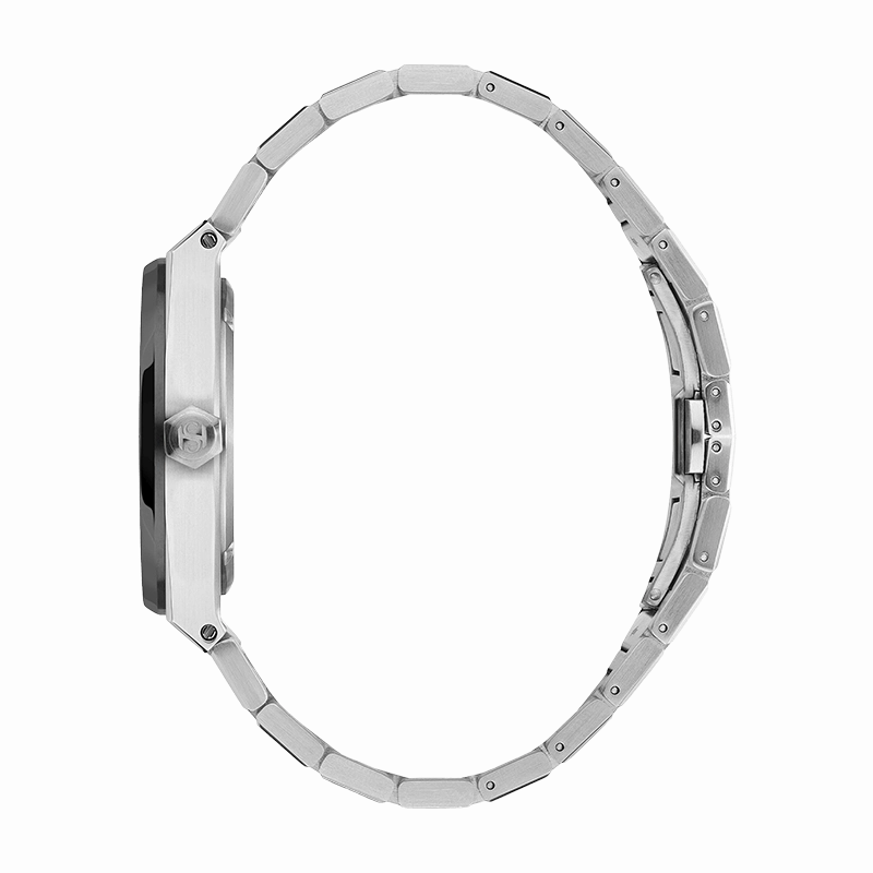 Saint Honore New Haussmann Gents Black Dial Stainless Steel Bracelet Watch