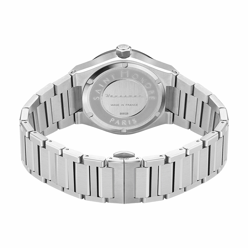 Saint Honore New Haussmann Gents Black Dial Stainless Steel Bracelet Watch