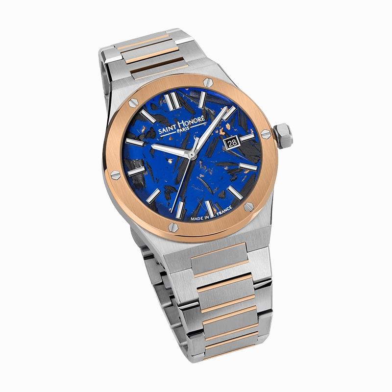 Saint Honore New Haussmann Gents Blue Dial Two Tone Stainless Steel Bracelet Watch