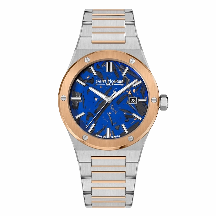 Saint Honore New Haussmann Gents Blue Dial Two Tone Stainless Steel Bracelet Watch
